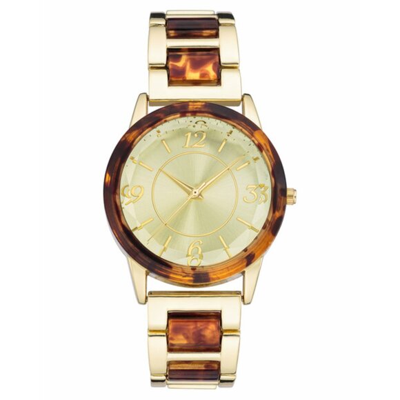Women Wristwatch Gold Tone and Tortoise Removable Adjustable Links, Time and Tru - Picture 1 of 6